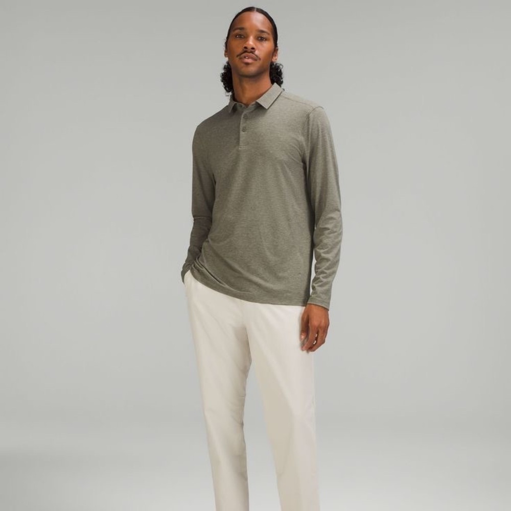 Lululemon heather grey green Evolution Long Sleeve Polo shirt - Small